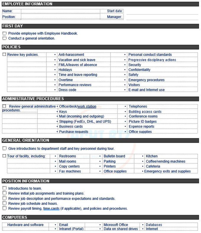 employee onboarding checklist template