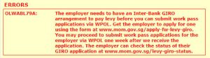 MOM error message due to not having GIRO to pay levy