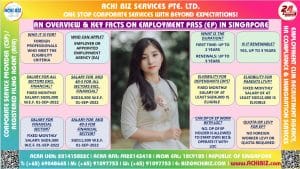 A woman with infographic of Employment Pass Facts
