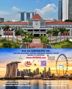 Singapore Parliament and ACHI service details with CBD background